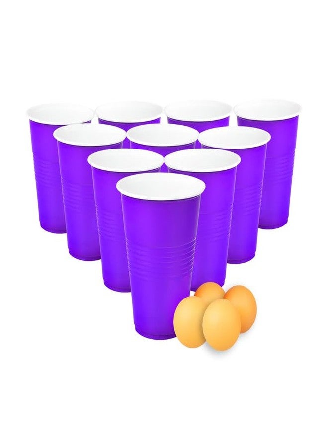 Selibration مجموعة سيليبريشن (50 قطعة) أكواب لعبة بونغ أرجوانية، أكواب بلاستيكية ملونة قابلة لإعادة الاستخدام مع كرات، مثالية لحفلات العزوبية وحفلات الكوكتيل، زجاج قوي قابل لإعادة الاستخدام | 4 كرات متضمنة - Image 1